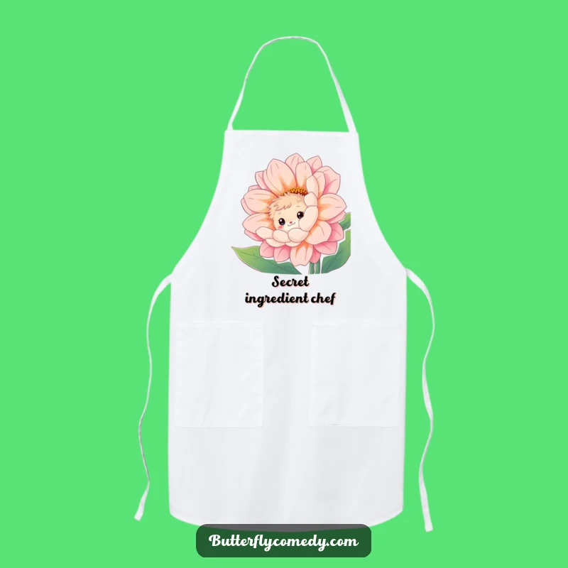 Funny Fuzzy Creature Apron: Shy Flower Peek Design, Fun Cooking Funny Gift