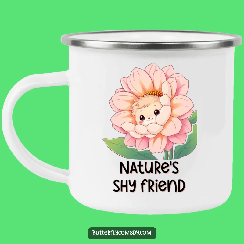 Funny Fuzzy Creature Camping Mug: Shy Flower Peek Design, Durable Funny Gift