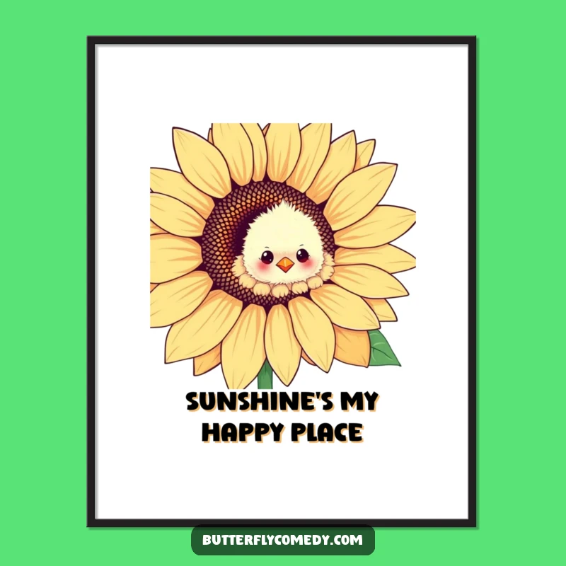 Funny Chick Sunflower Digital Art: Instant Hilarious & Adorable Download
