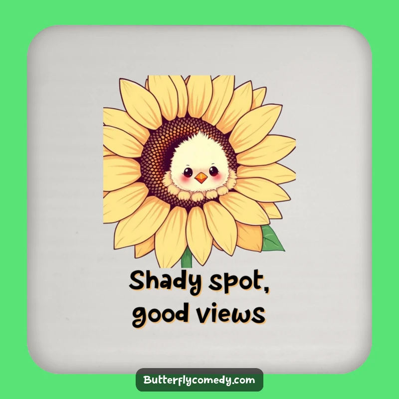 Funny Chick Sunflower Coasters: Protect Surfaces with Hilarious Charm