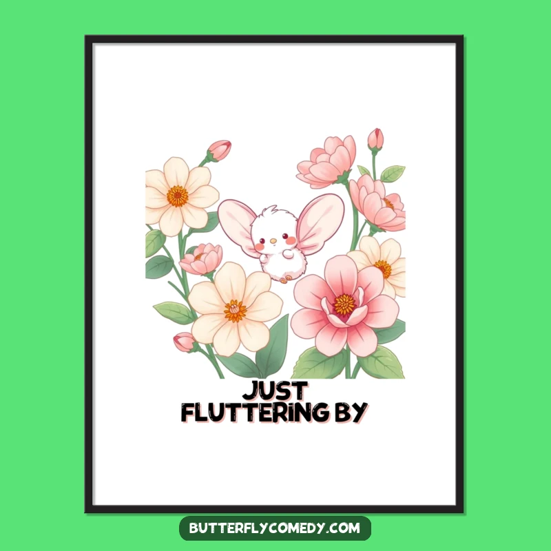 Funny Fluffy Creature Poster: Whimsical Winged Art, Vibrant & Funny Gift Decor