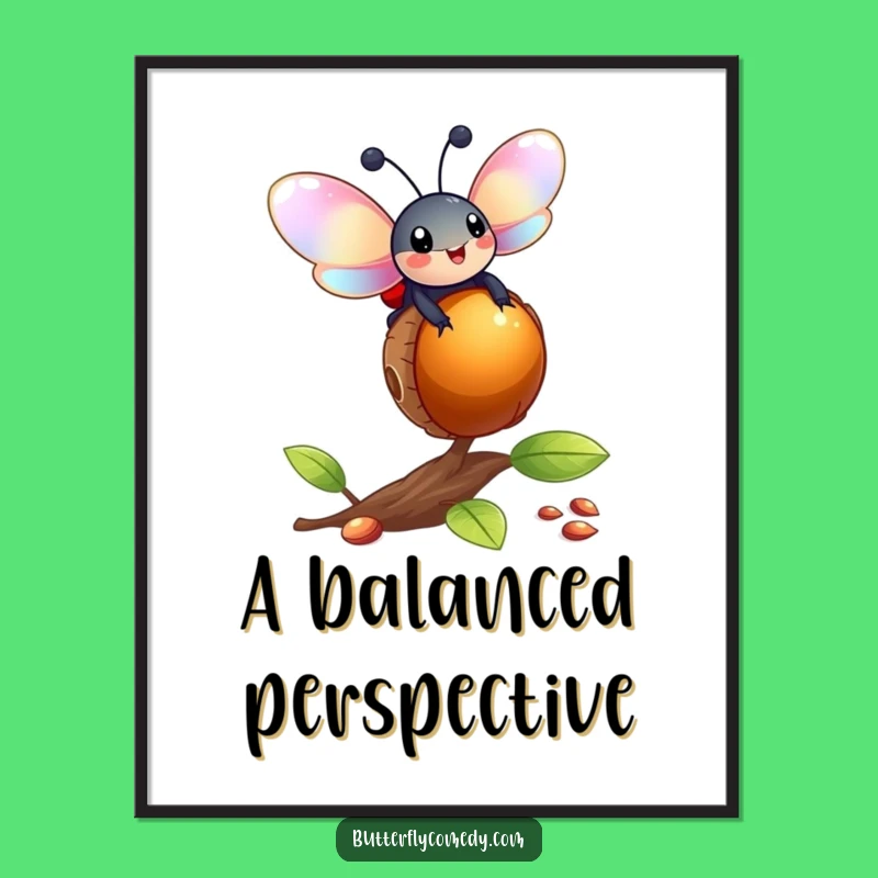 Funny Ladybug Acorn Poster: Whimsical Wall Art for a Cheerful Space