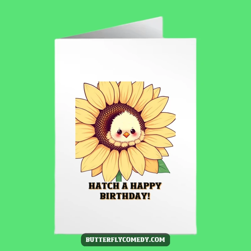 Free Printable Birthday Card: Fluffy Chick Sunflower Fun for a Hilarious Downloadable Gift