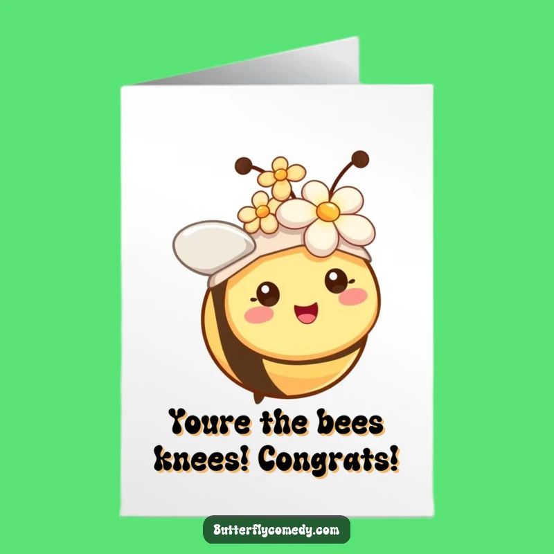 Free Printable Congrats Card: Bee Flower Hat Style for a Funny Downloadable Gift