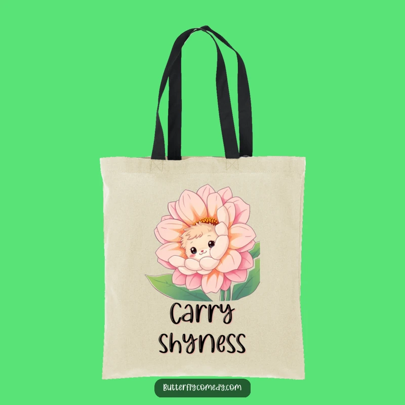Funny Fuzzy Creature Tote Bag: Shy Flower Peek Design, Practical Funny Gift